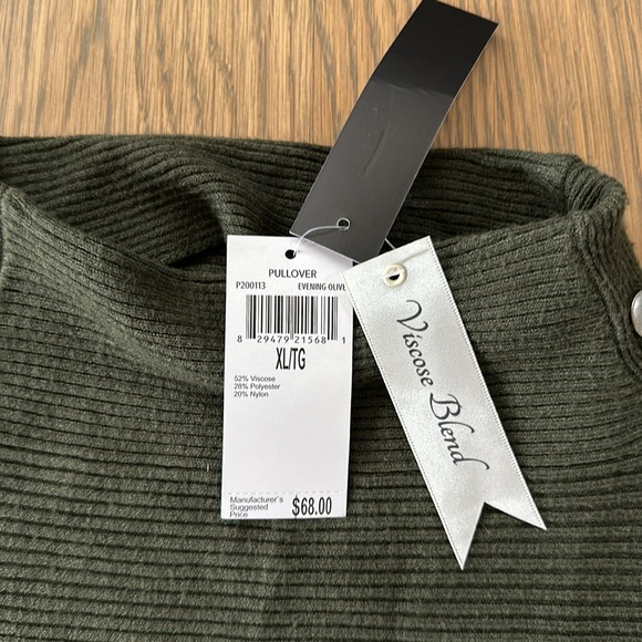 Premise Turtleneck Ribbed Sweater sz XL Women's Dolman Sleeve Hardware Green - Picture 6 of 16